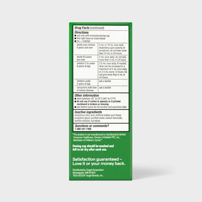 slide 4 of 5, Cetirizine 5mg Allergy Relief Liquid - Bubblegum - 4 fl oz - up&up™, 5mg, 4 fl oz