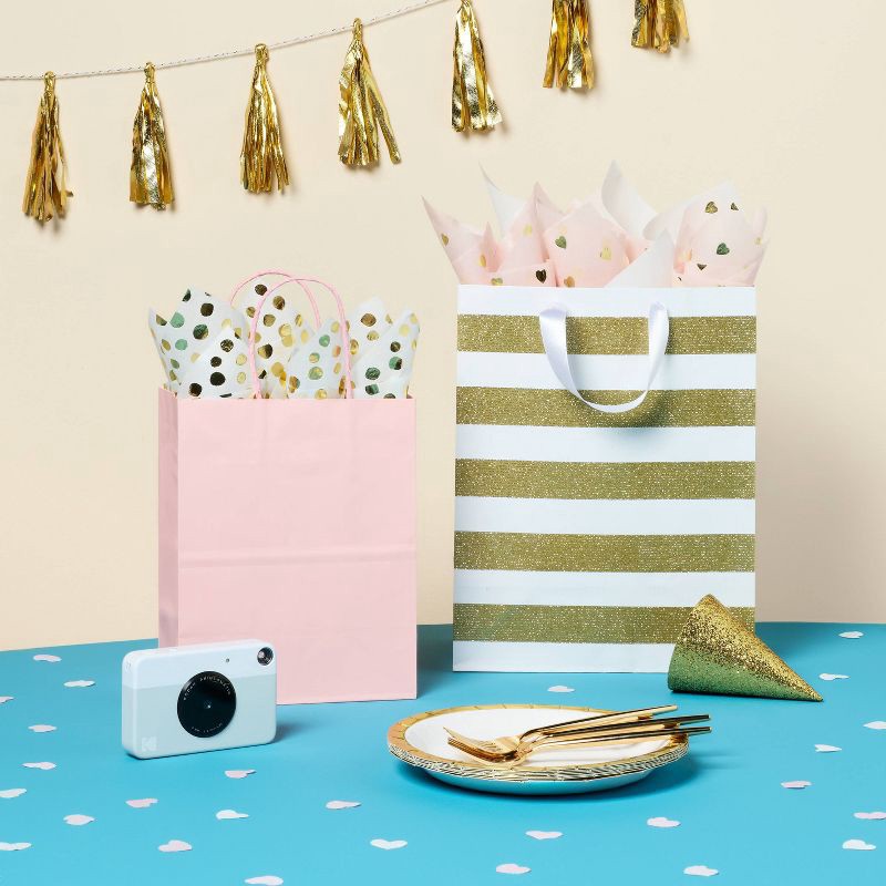 slide 2 of 3, 20ct Tissue Paper Pink Metallic Hearts/ Dots Print - Spritz™: Multicolor Gift Packaging, 20 Sheets, 16.5" x 24" for All Occasions, 20 ct, 20 sheets