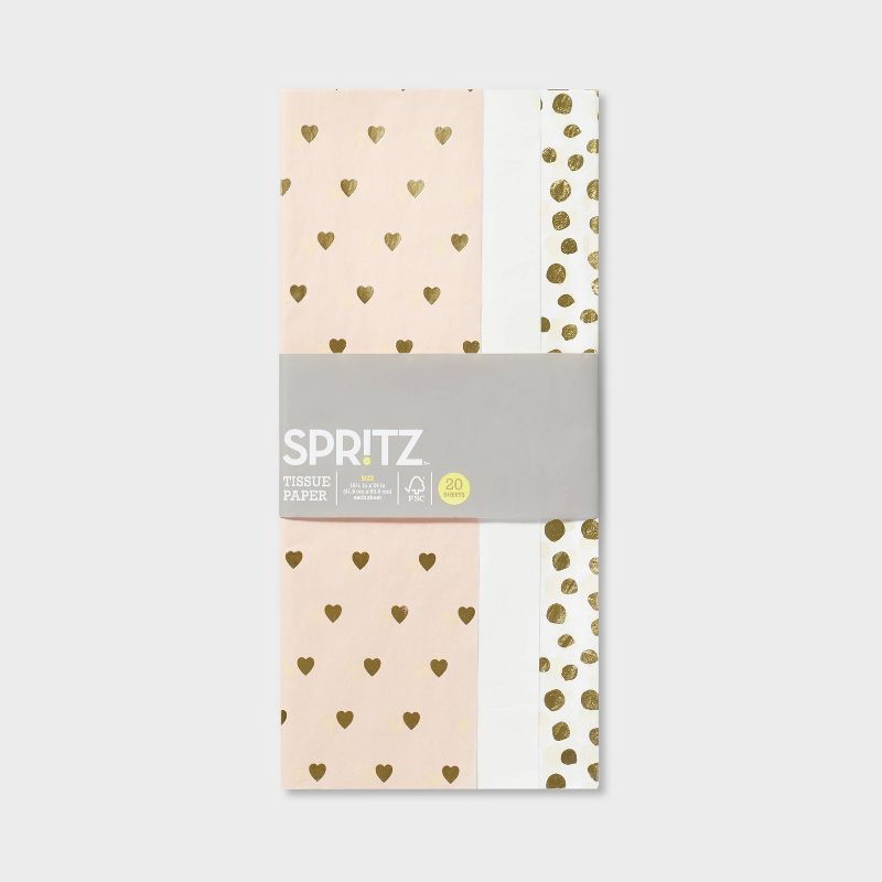 slide 3 of 3, Metallic Hearts Banded Tissue Paper - Spritz™, 1 ct