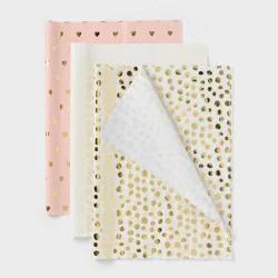 20ct Tissue Paper Pink Metallic Hearts/ Dots Print - Spritz™: Multicolor Gift Packaging, 20 Sheets, 16.5" x 24" for All Occasions