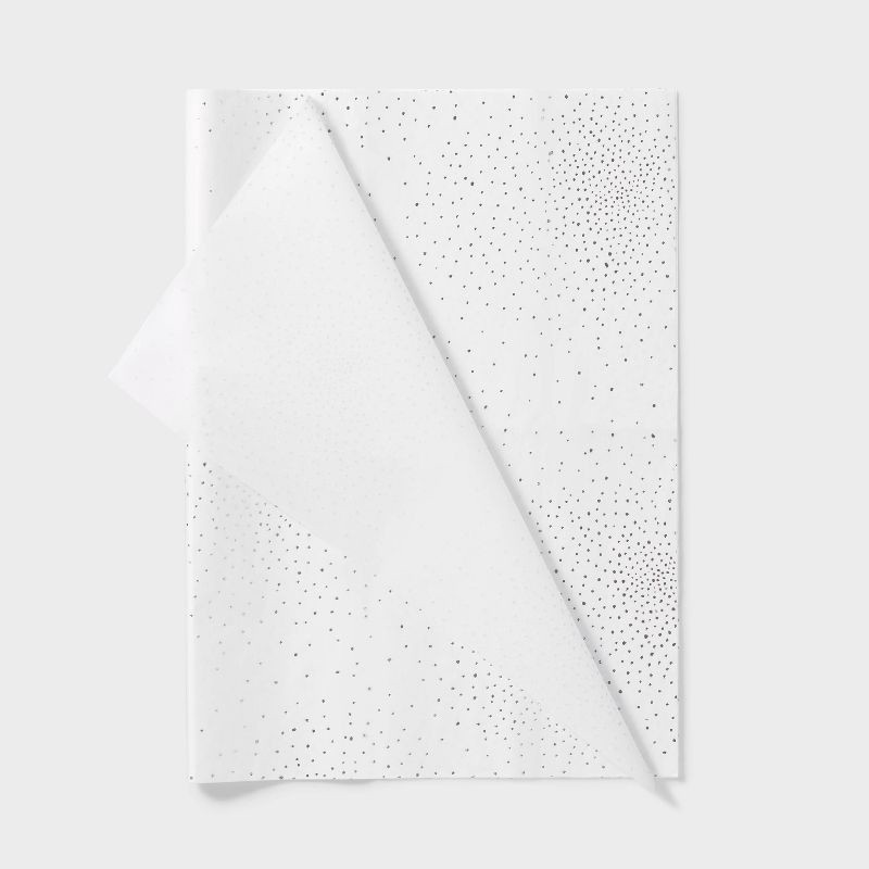 slide 1 of 3, 8ct Foil Dots Gift Wrap Tissue Paper White/Silver - Spritz™: Classic Polka Dot Design for All Occasions, 16.5" x 24", 8 ct