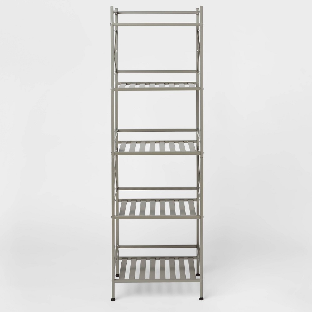 slide 6 of 6, Square Tube 5 Tier Decorative Storage Cabinets Brushed Nickel - Threshold, 1 ct