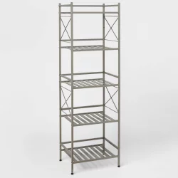 Square Tube 5 Tier Decorative Storage Cabinets Brushed Nickel - Threshold