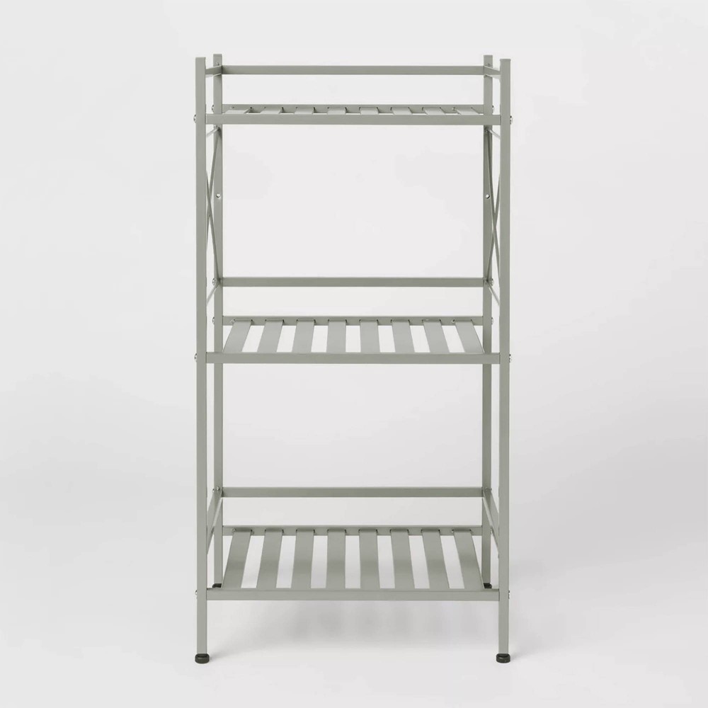 slide 4 of 4, 3 -Tier Square Tube Decorative Storage Cabinets Brushed Nickel - Threshold, 1 ct