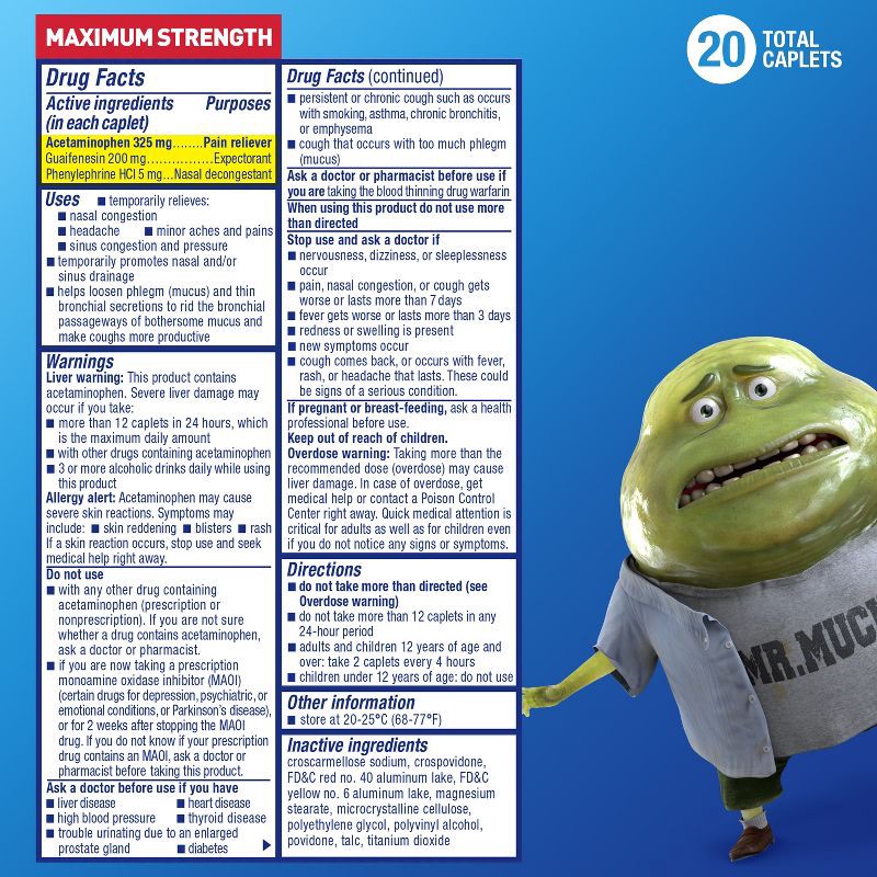 slide 2 of 8, Mucinex Sinus-Max Severe Congestion Relief Caplets - Acetaminophen - 20ct, 20 ct