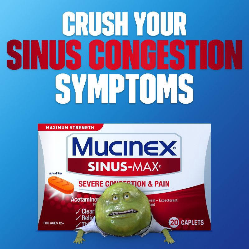 slide 5 of 8, Mucinex Sinus-Max Severe Congestion Relief Caplets - Acetaminophen - 20ct, 20 ct