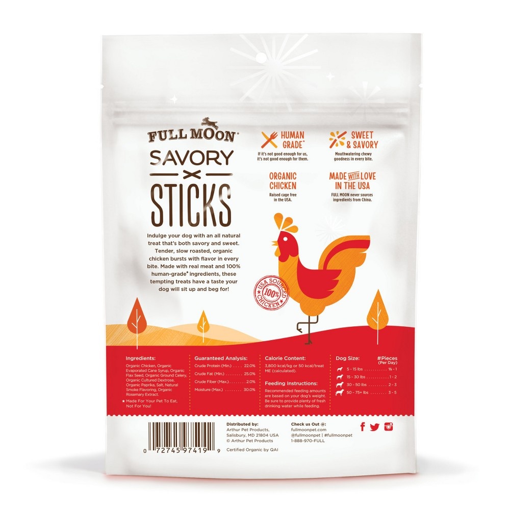 slide 2 of 3, Full Moon Chewy Dog Treats Chicken Sticks, 6 oz