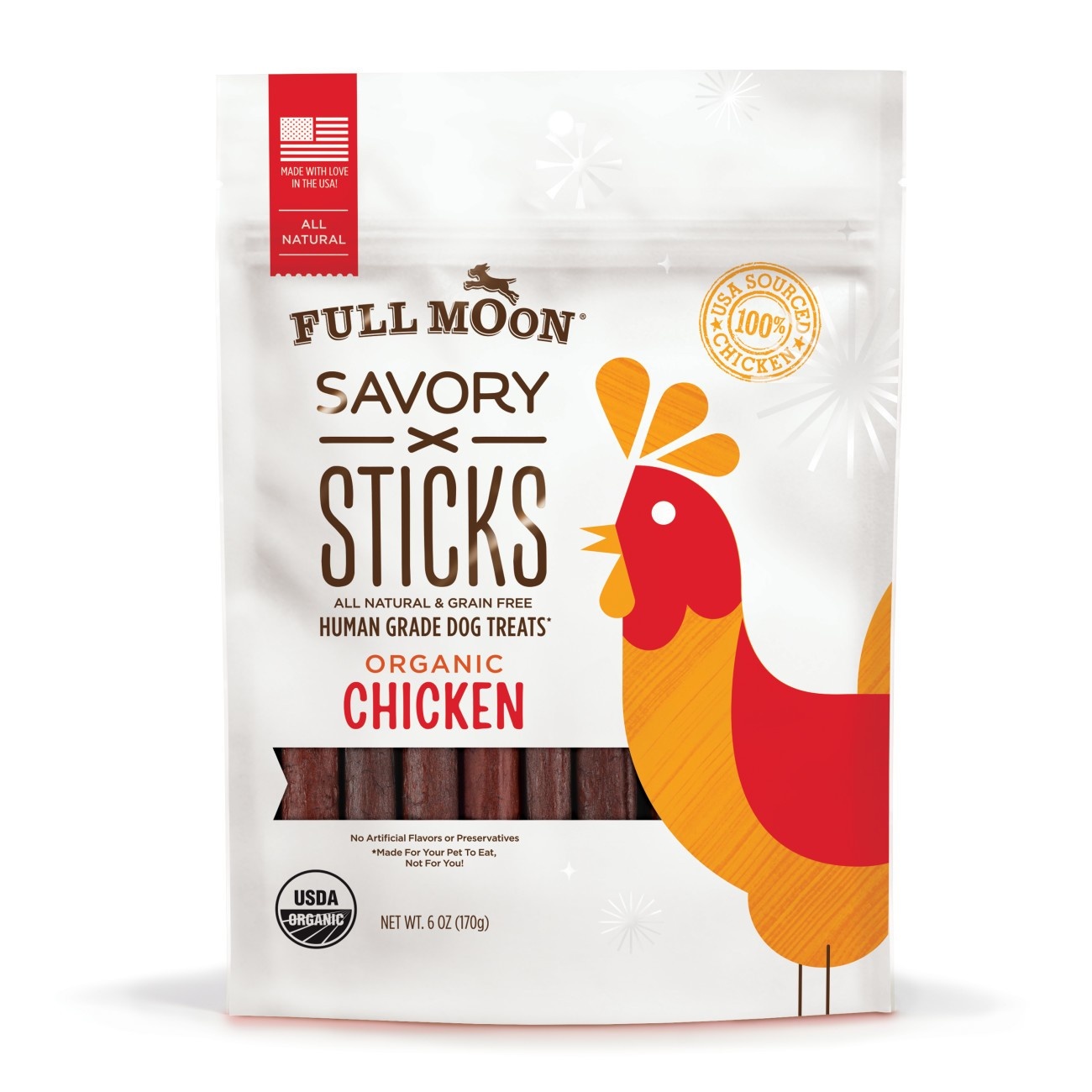 slide 1 of 3, Full Moon Chewy Dog Treats Chicken Sticks, 6 oz