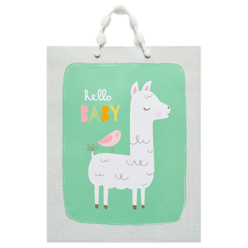 slide 2 of 3, Medium 'Hello Baby' Llama and Bird Baby Shower Gift Bag - Spritz™, 1 ct