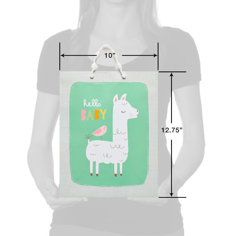 slide 3 of 3, Medium 'Hello Baby' Llama and Bird Baby Shower Gift Bag - Spritz™, 1 ct