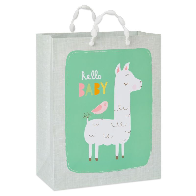 slide 1 of 3, Medium 'Hello Baby' Llama and Bird Baby Shower Gift Bag - Spritz™, 1 ct