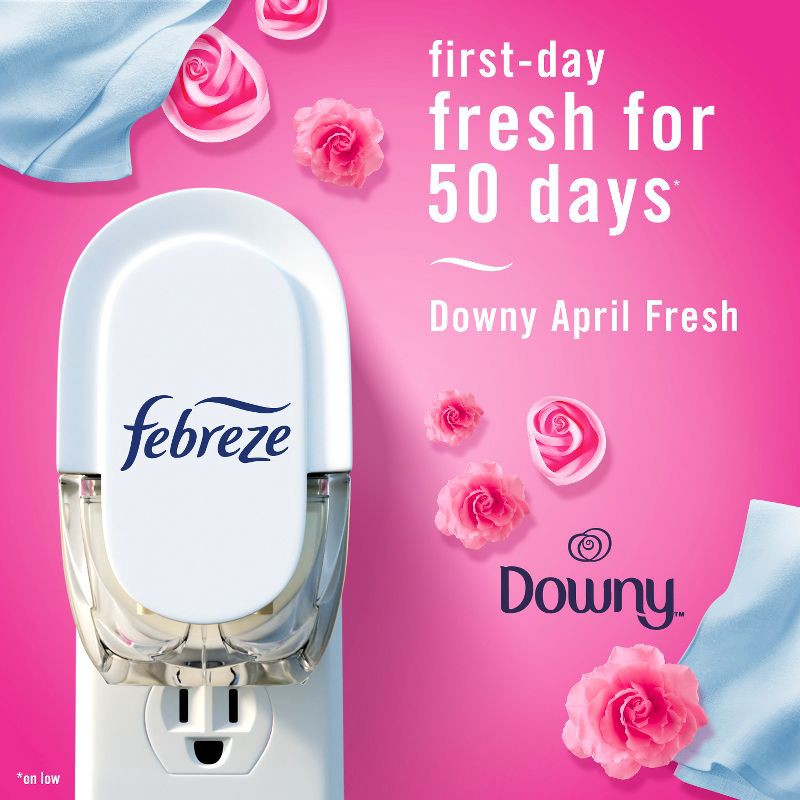 slide 4 of 11, Febreze Odor-Fighting Fade Defy Plug Air Freshener Refill - Downy April Fresh - 0.87 fl oz/2pk, 2 ct; 0.87 fl oz