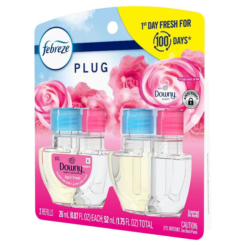 slide 10 of 11, Febreze Odor-Fighting Fade Defy Plug Air Freshener Refill - Downy April Fresh - 0.87 fl oz/2pk, 2 ct; 0.87 fl oz