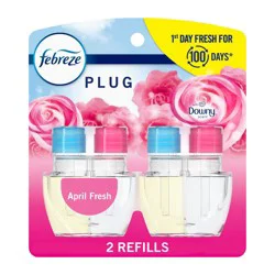 Febreze Odor-Fighting Fade Defy Plug Air Freshener Refill - Downy April Fresh - 0.87 fl oz/2pk