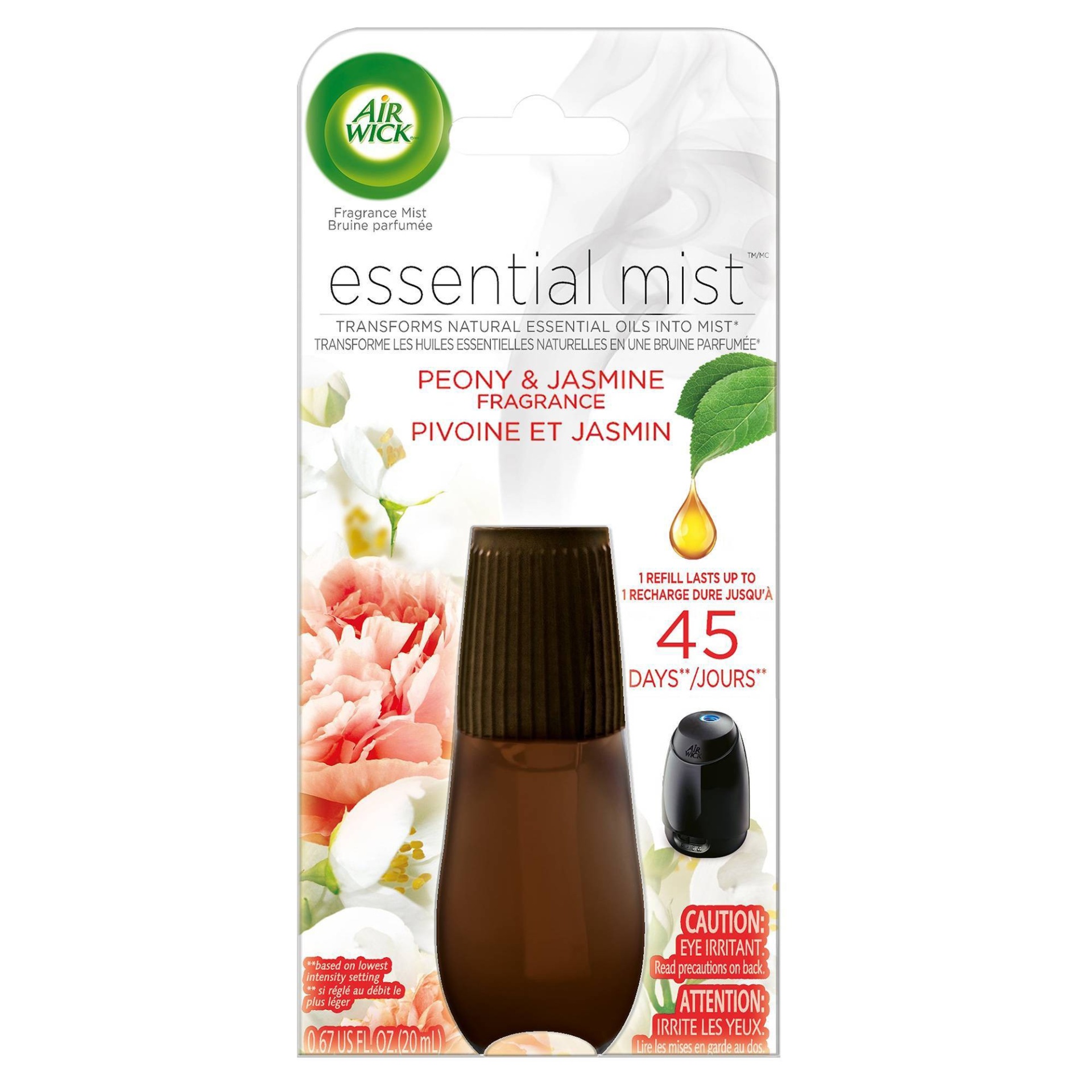 slide 1 of 8, Air Wick Essential Mist Peony & Jasmine Air Freshener Refill, 0.67 oz