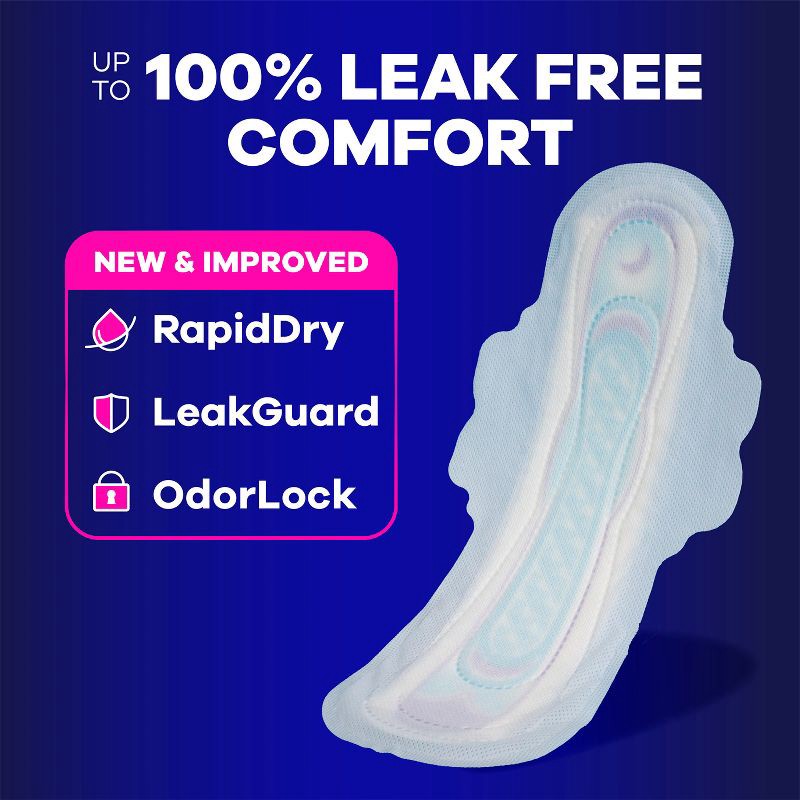 slide 3 of 14, Always Extra Heavy Overnight Absorbency Unscented Ultra Thin Pads with Wings - Size 5 - 46ct, 5 x 46 ct