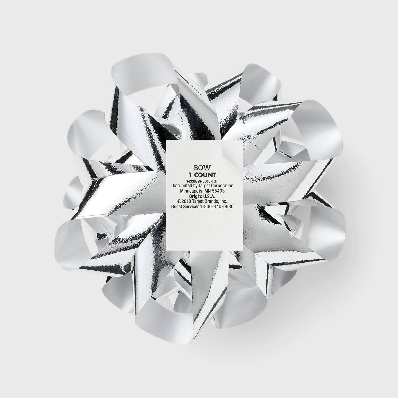 slide 3 of 3, 6" Large Gift Bow Silver - Spritz™, 1 ct