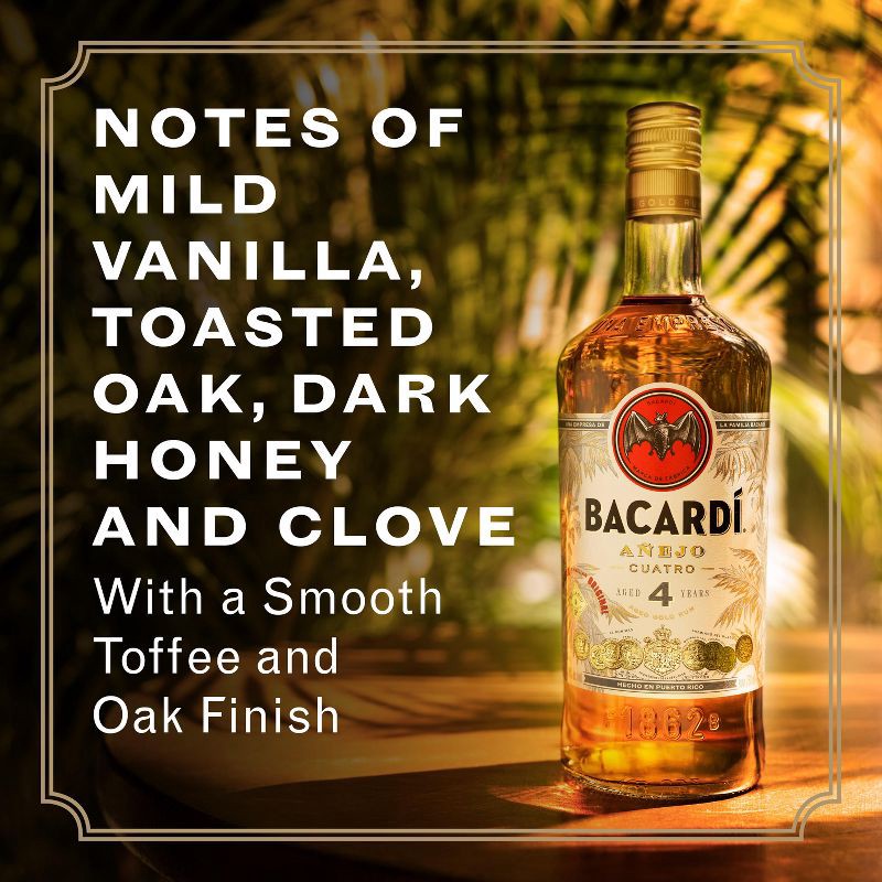 slide 2 of 7, Bacardi 4yr Anejo Cuatro Rum - 750ml Bottle, 750 ml