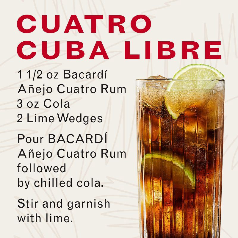 slide 3 of 7, Bacardi 4yr Anejo Cuatro Rum - 750ml Bottle, 750 ml