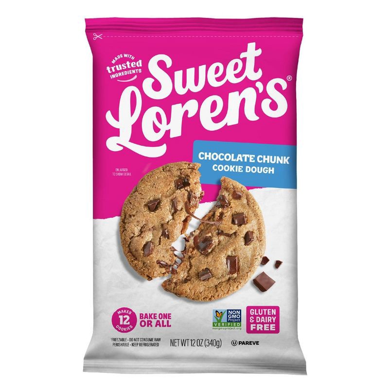 slide 1 of 12, Sweet Loren's Chocolate Chunk Cookie Dough, Gluten Free & Vegan - 12oz/12ct, 12 ct; 12 oz