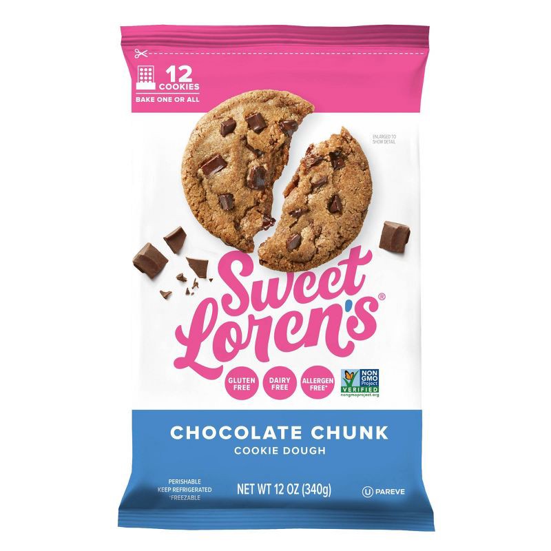 slide 1 of 9, Sweet Loren's Gluten Free Vegan Chocolate Chunk Cookie Dough - 12oz, 12 oz