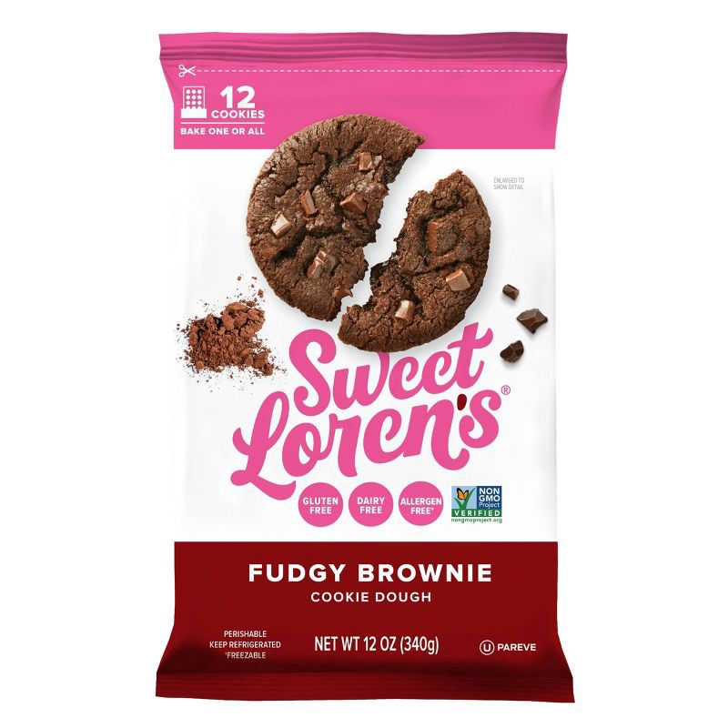 slide 1 of 9, Sweet Loren's Gluten Free Vegan Fudgy Brownie Cookie Dough - 12oz, 12 oz