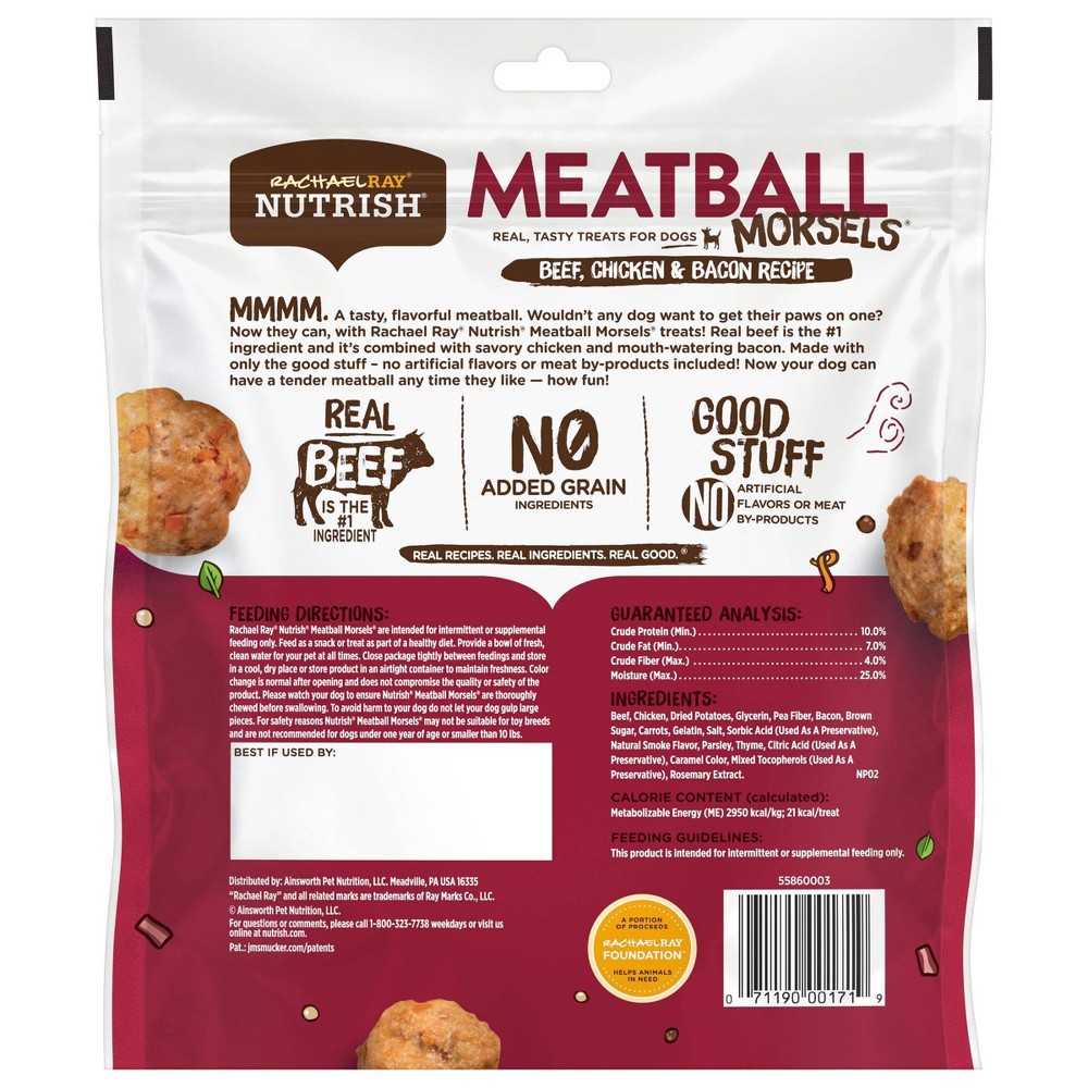 slide 2 of 5, Rachael Ray Nutrish Meatball Morsels Grain Free Chewy Dog Treats Beef Chicken & Bacon Recipe 12oz, 12 oz