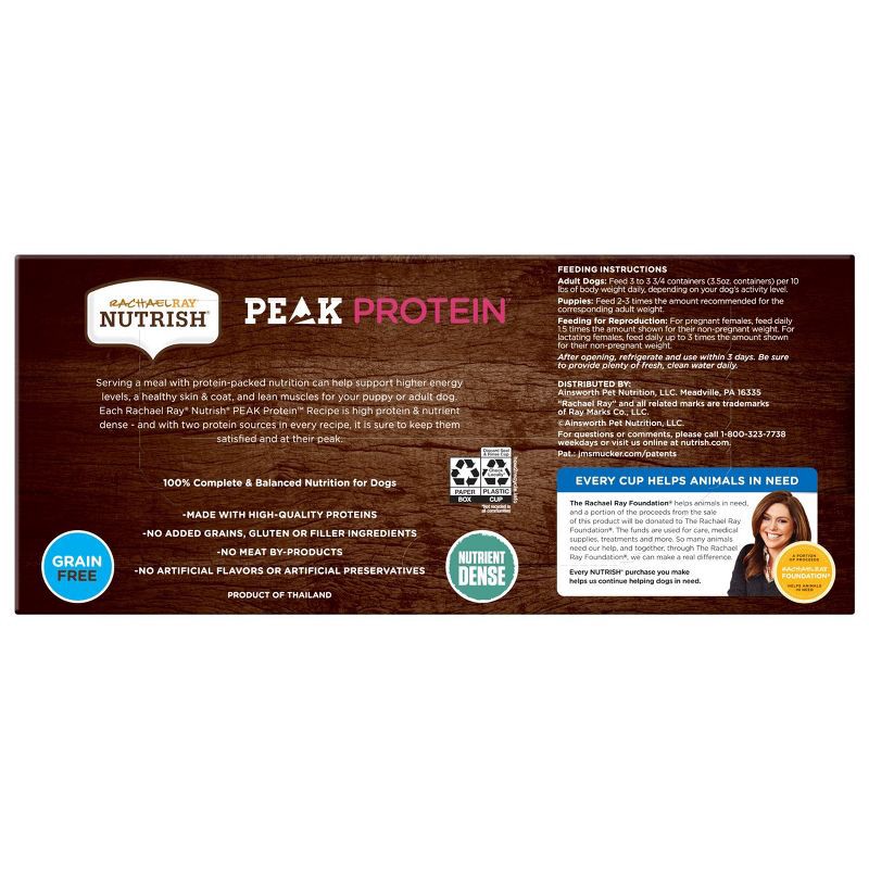 slide 2 of 5, Rachael Ray Nutrish PEAK Protein Grain Free Chicken, Lamb, Beef & Duck Wet Dog Food Variety Pack - 3.5oz/9ct, 9 ct; 3.5 oz
