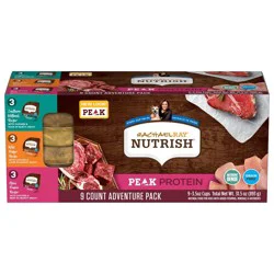 Rachael Ray Nutrish PEAK Protein Grain Free Chicken, Lamb, Beef & Duck Wet Dog Food Variety Pack - 3.5oz/9ct
