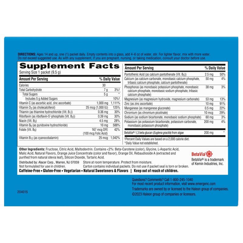 slide 2 of 8, Emergen-C Immune+ Powder Drink Mix with Vitamin C - Super Orange - 50ct, 50 ct