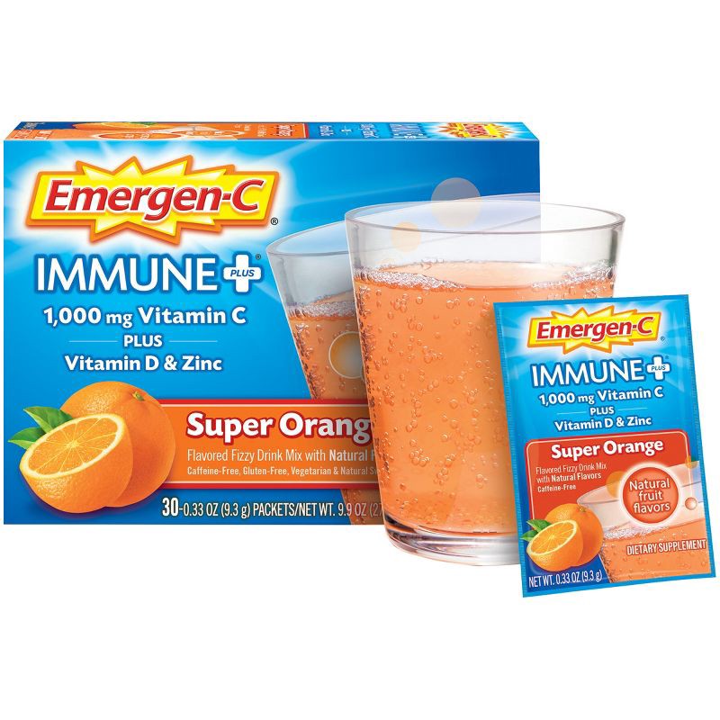 slide 5 of 8, Emergen-C Immune+ Powder Drink Mix with Vitamin C - Super Orange - 50ct, 50 ct