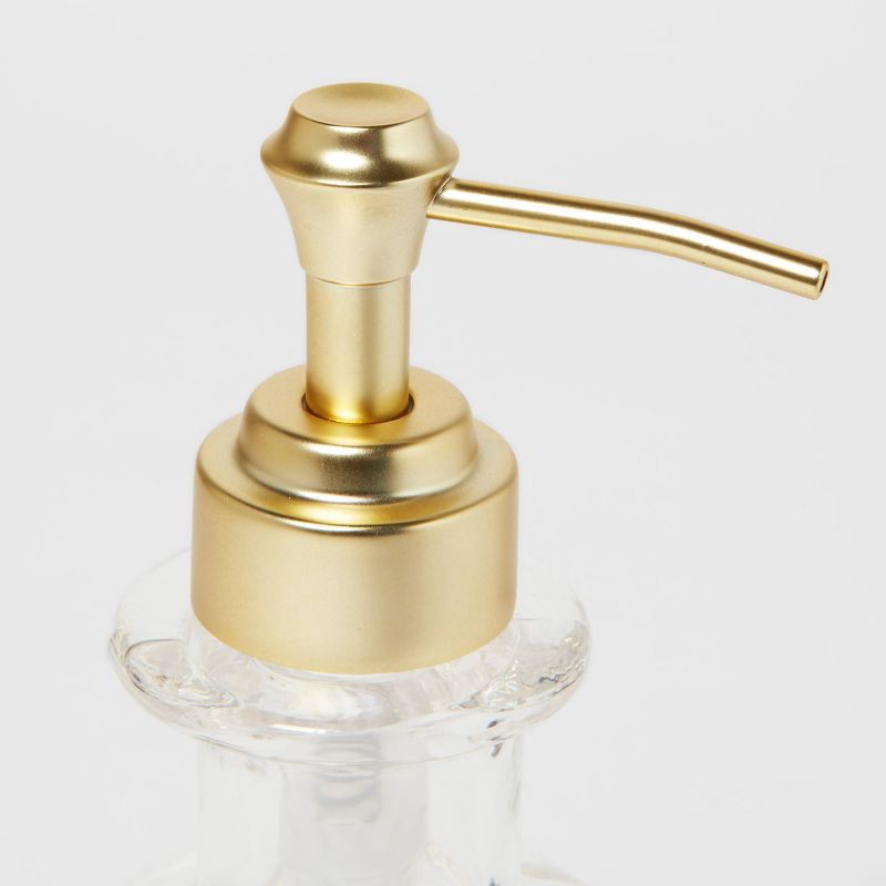 slide 3 of 4, Fluted Glass Solid Soap Pump Clear - Threshold™, 1 ct
