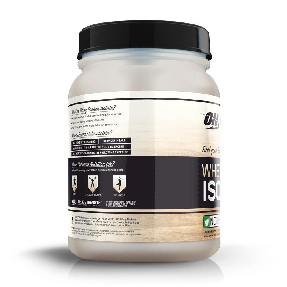 slide 3 of 3, Optimum Nutrition Whey Isolate Protein Powder - Chocolate, 24 oz