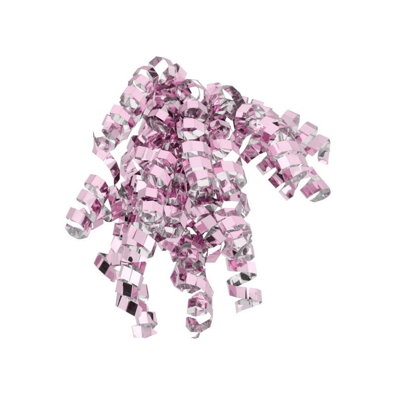 slide 1 of 2, Pink Glitter Crimped Curl Swirl - Spritz™: Decorative Gift Bow for All Occasions, 7" Solid Pink Plastic Accessory, 1 ct