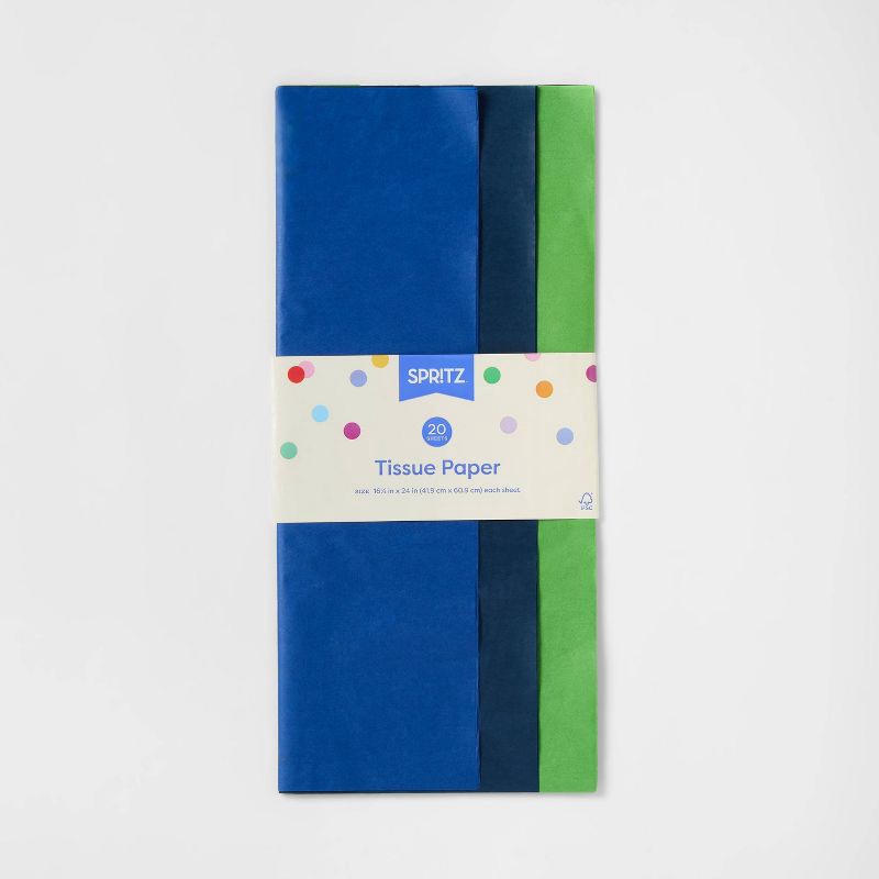 slide 3 of 3, 20ct Tissue Paper Blue/Green - Spritz™: Gift Bag Accessories, Birthday & Easter, 20 Pack, 20 ct