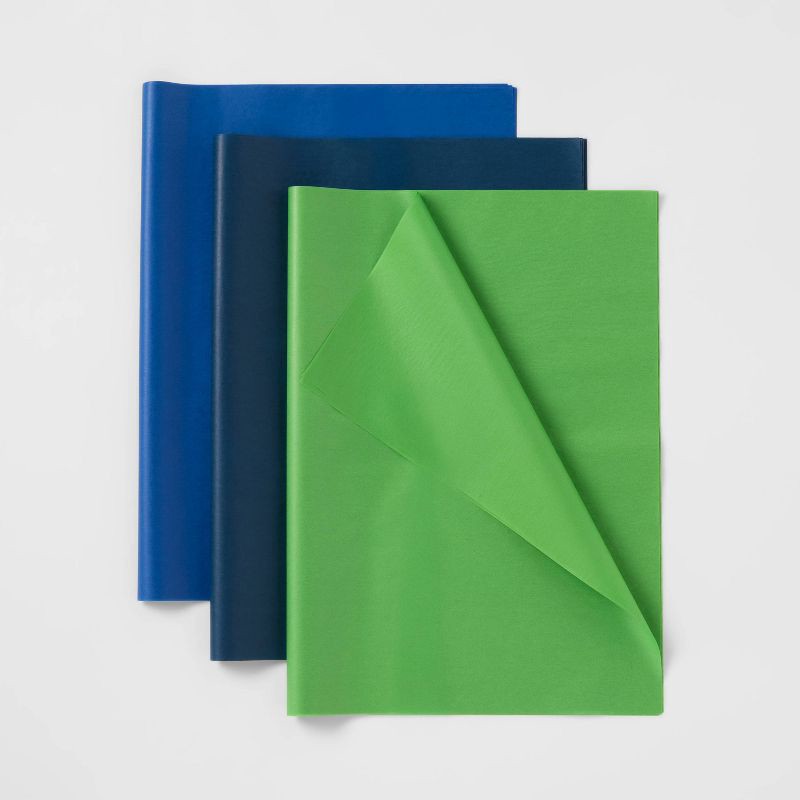 slide 1 of 3, 20ct Tissue Paper Blue/Green - Spritz™: Gift Bag Accessories, Birthday & Easter, 20 Pack, 20 ct