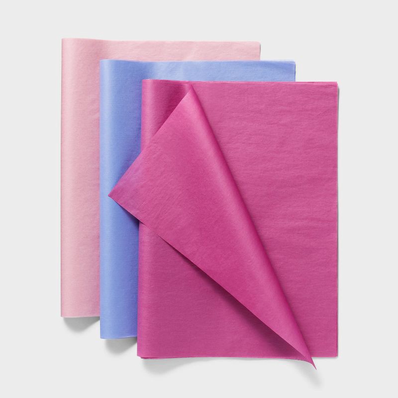 slide 1 of 3, 20ct Striped Tissue Paper Pink/Blush/Blue - Spritz™, 20 ct