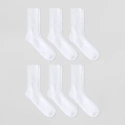 Men's Odor Resistant Crew Socks 6pk - Goodfellow & Co™ White 6-12: Arch Support, Reinforced Heel & Toe