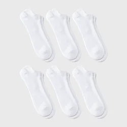 Men's Odor Resistant No Show Socks 6pk - Goodfellow & Co™ White 6-12: Cotton Blend, Arch Support, Reinforced Heel & Toe