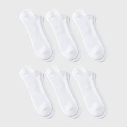 Men's Odor Resistant No Show Socks 6pk - Goodfellow & Co™ White 6-12: Cotton Blend, Arch Support, Reinforced Heel & Toe