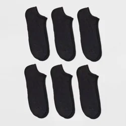 Men's Odor Resistant No Show Socks 6pk - Goodfellow & Co™ Black 6-12: Arch Support, Reinforced Heel & Toe