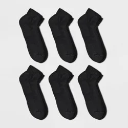 Men's Odor Resistant Quarter Socks 6pk - Goodfellow & Co™ Black 6-12: Arch Support, Reinforced Heel