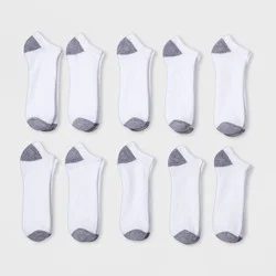 Men's No Show Socks 10pk - Goodfellow & Co™ White 6-12: Reinforced Heel & Toe
