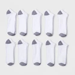 Men's No Show Socks 10pk - Goodfellow & Co™ White 6-12: Reinforced Heel & Toe