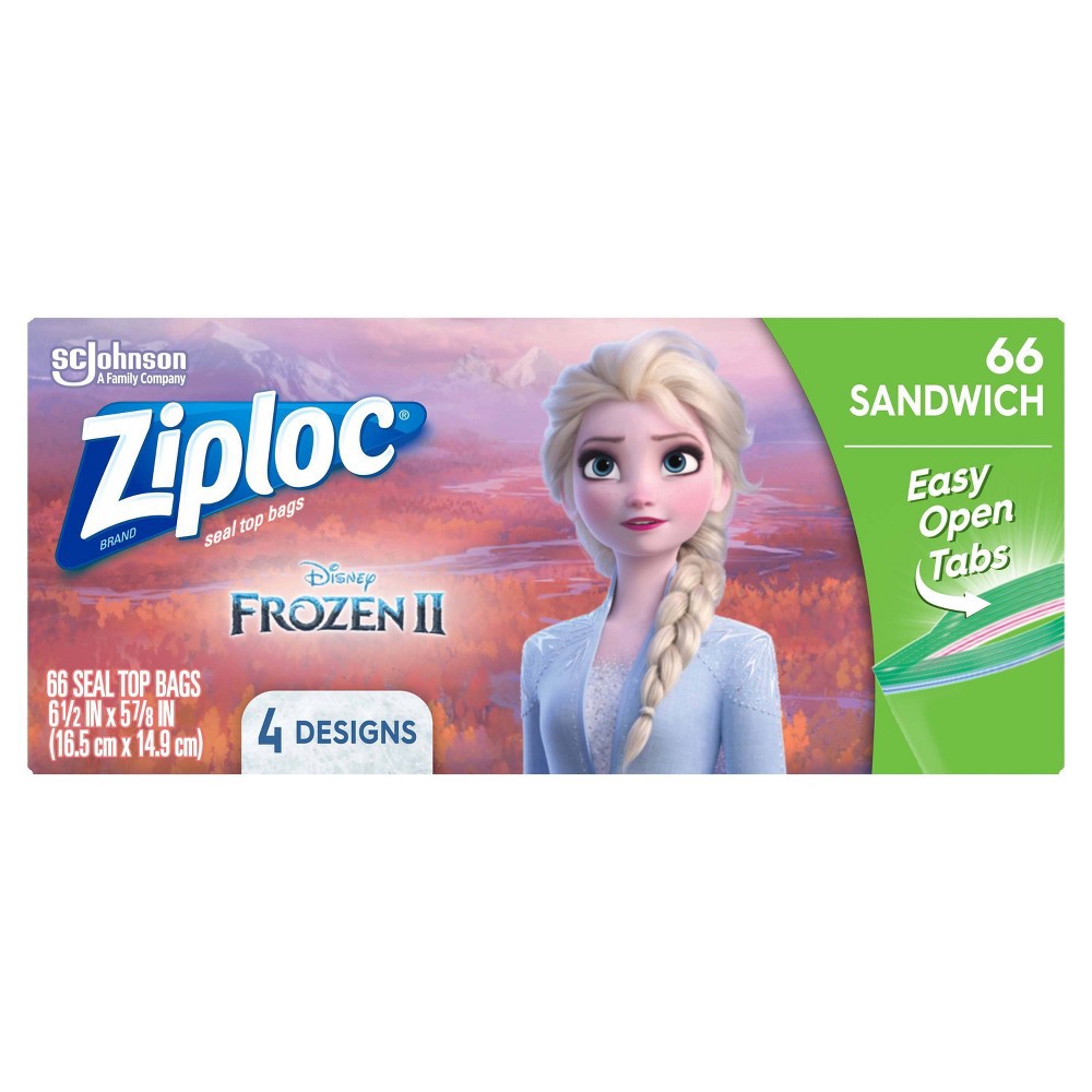 slide 3 of 9, Ziploc Brand Sandwich Bags - Disney's Frozen 2 - 66ct, 2 x 66 ct