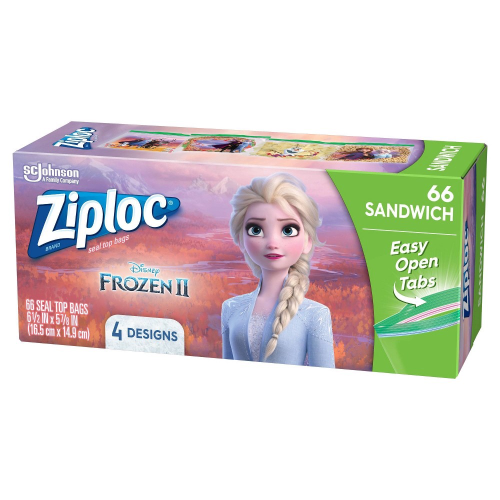 slide 7 of 9, Ziploc Brand Sandwich Bags - Disney's Frozen 2 - 66ct, 2 x 66 ct