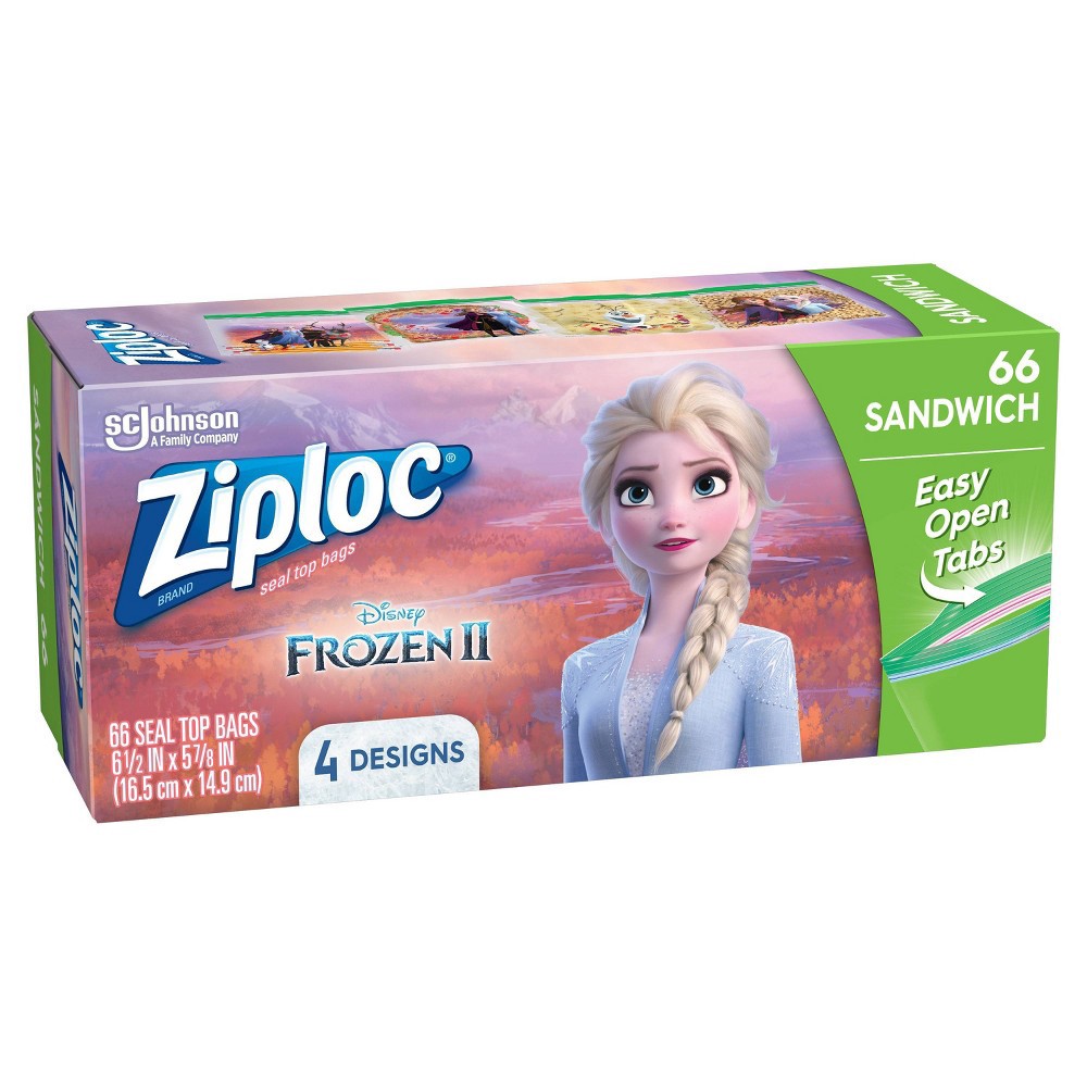 slide 8 of 9, Ziploc Brand Sandwich Bags - Disney's Frozen 2 - 66ct, 2 x 66 ct