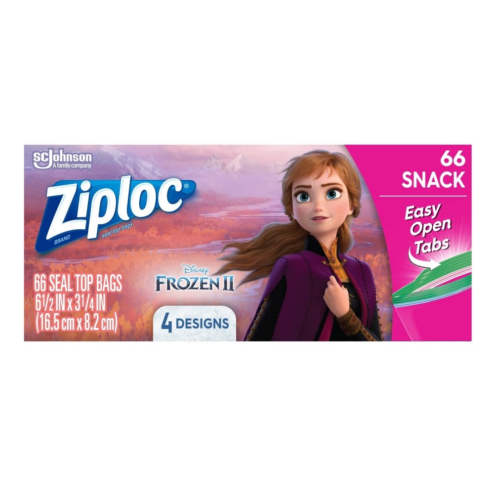 slide 9 of 10, Ziploc Brand Snack Bags - Disney's Frozen, 2 x 66 ct