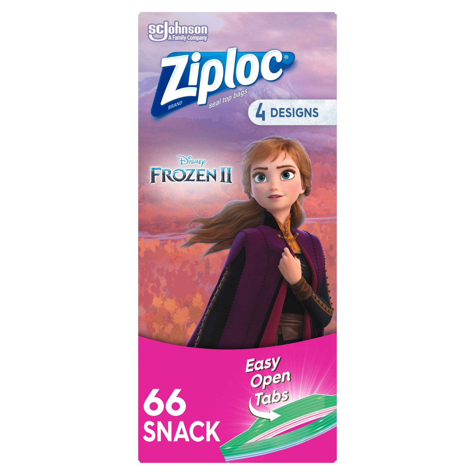 slide 1 of 10, Ziploc Brand Snack Bags - Disney's Frozen, 2 x 66 ct