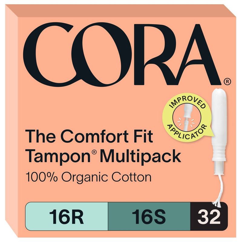 slide 1 of 10, Cora Organic Cotton Tampons Multipack - Regular/Super Absorbency - 32ct, 32 ct